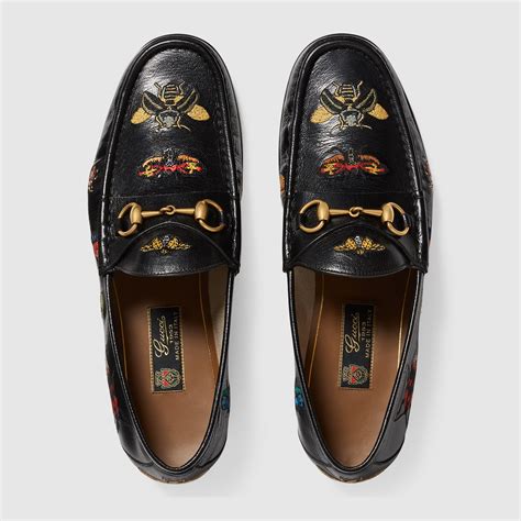 gucci embroidered shoes mens|black gucci loafers men's.